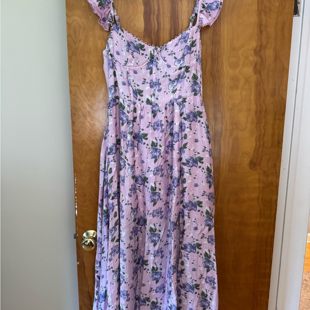 Astr Lavender Floral Maxi Dress with Purple Blooms